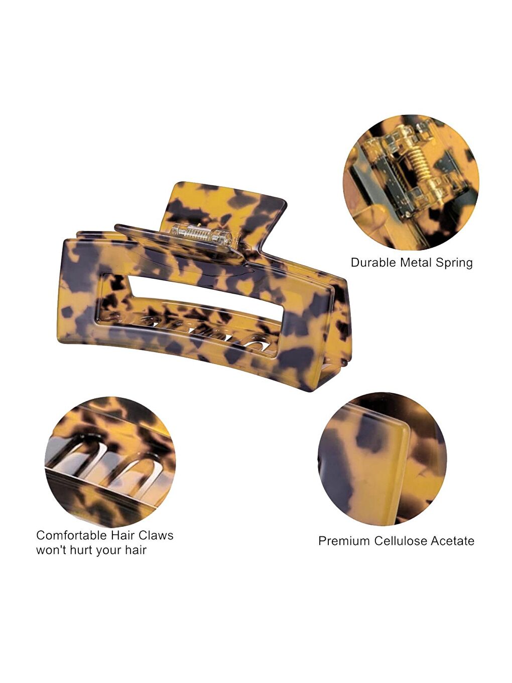 Kahverengi Kaplumbağa Desenli Asetat 11 cm Büyük Boy Saç Tokası-2