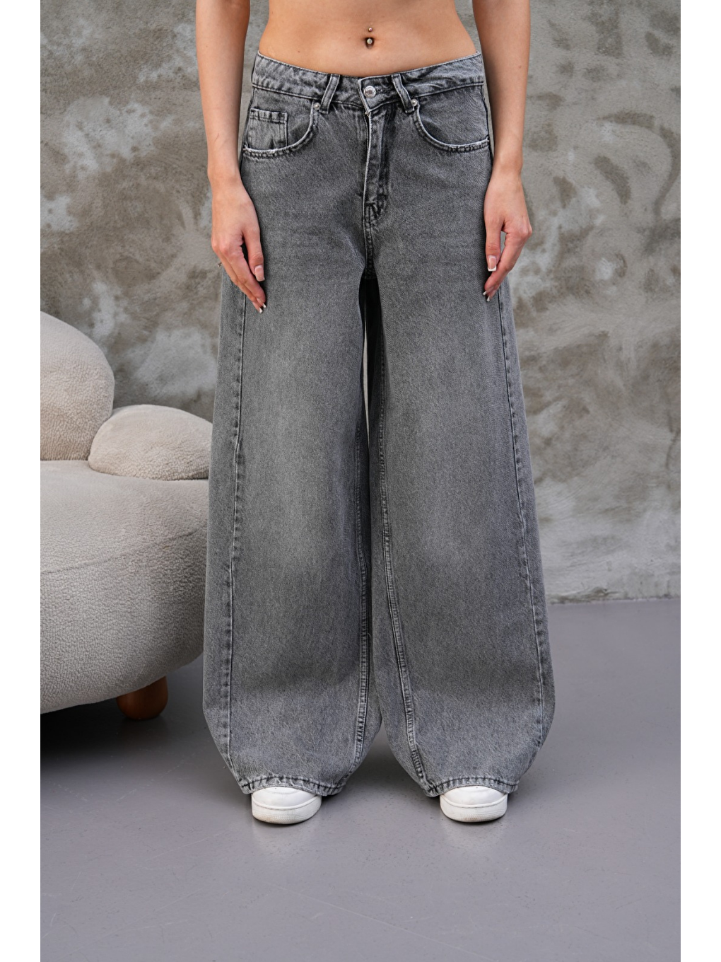 Miami Antrasit Straight Wide Kadın Jean