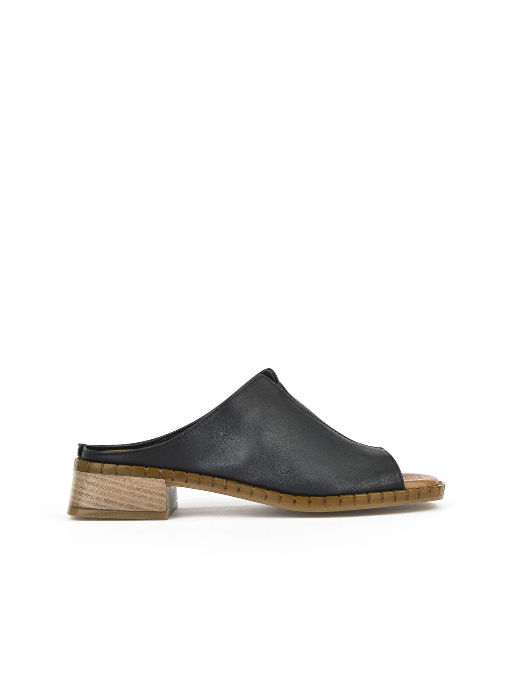 Kadın Hakiki Deri Topuklu Terlik 1511047Z022 Siyah