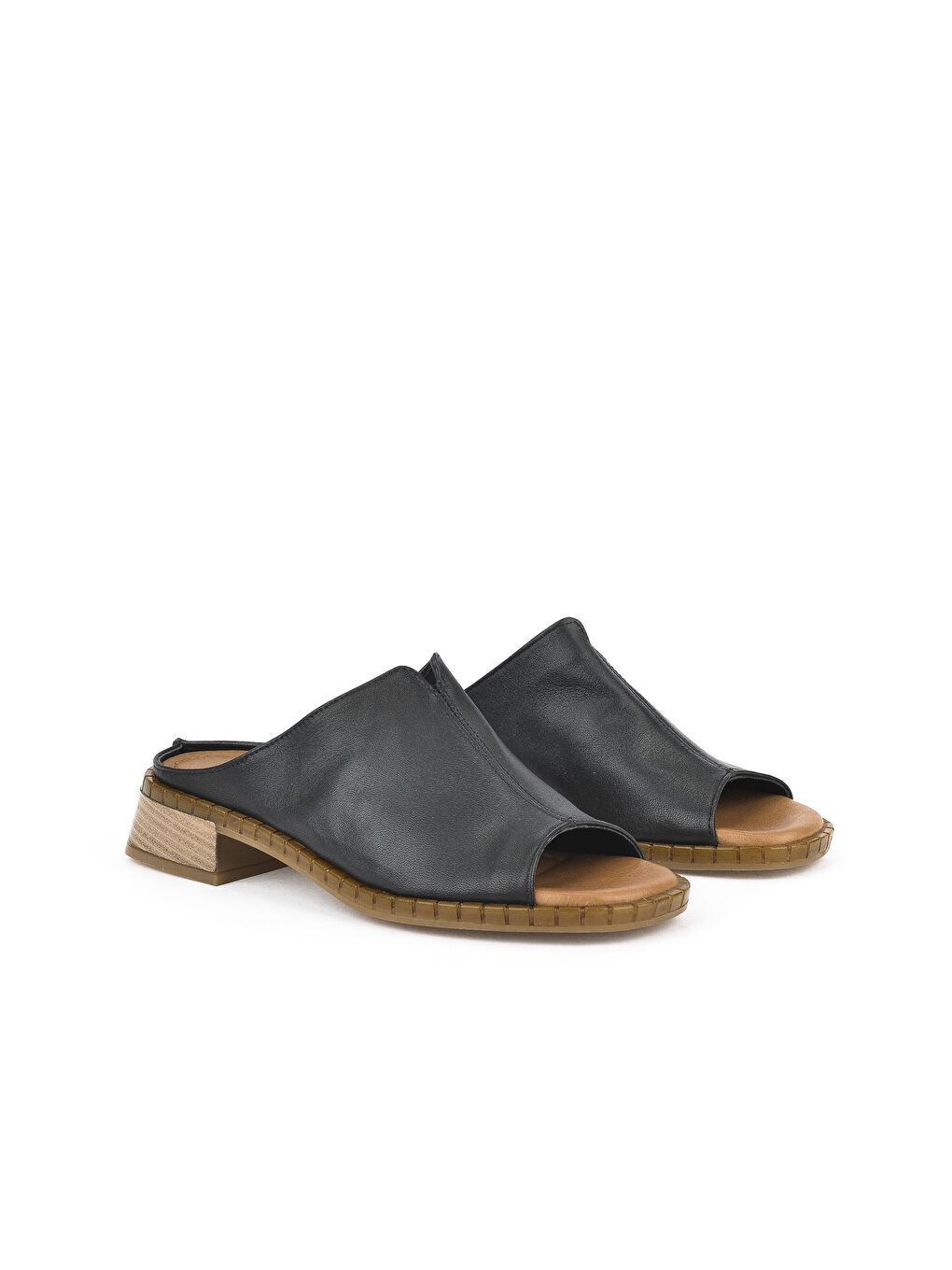 Kadın Hakiki Deri Topuklu Terlik 1511047Z022 Siyah-1