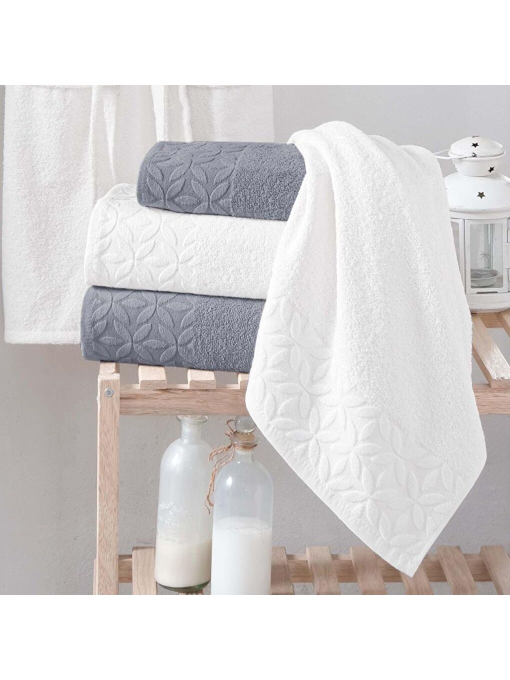 Home Pera Banyo Seti 6 Parça-Gri/Ekru-1