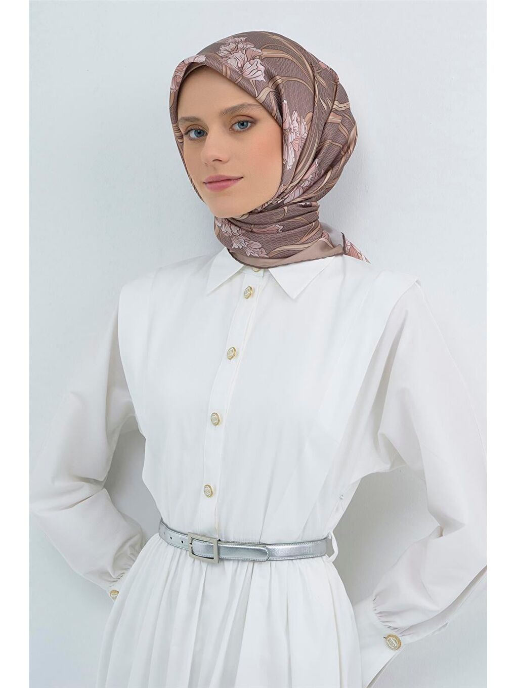 Bej Saf İpek Twill Eşarp 9512D 06