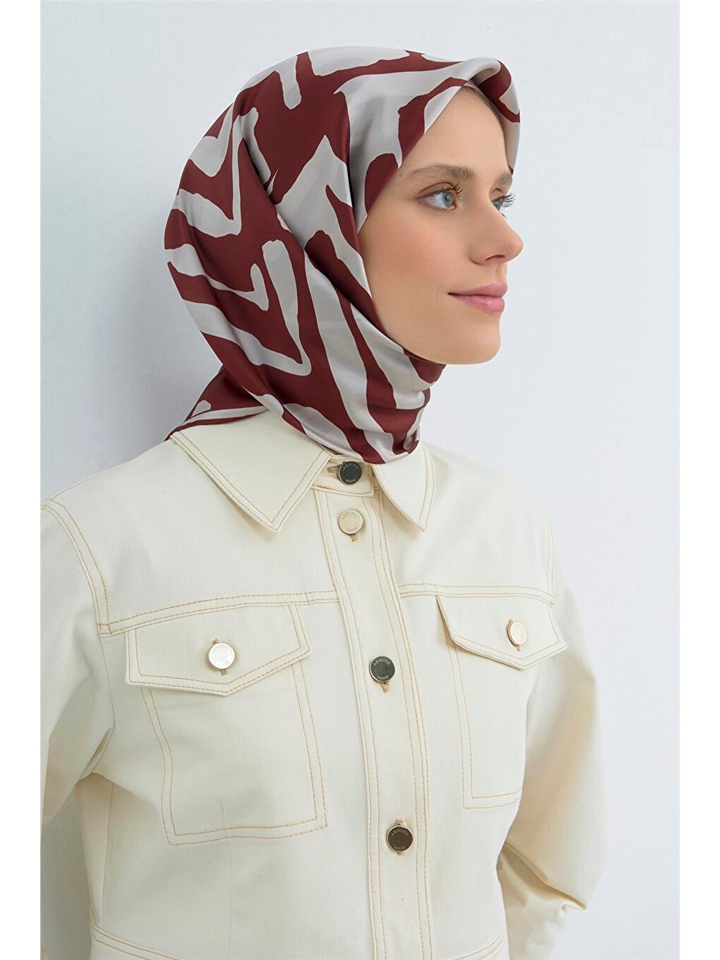 Bordo Saf İpek Twill Eşarp 9554D 51-2