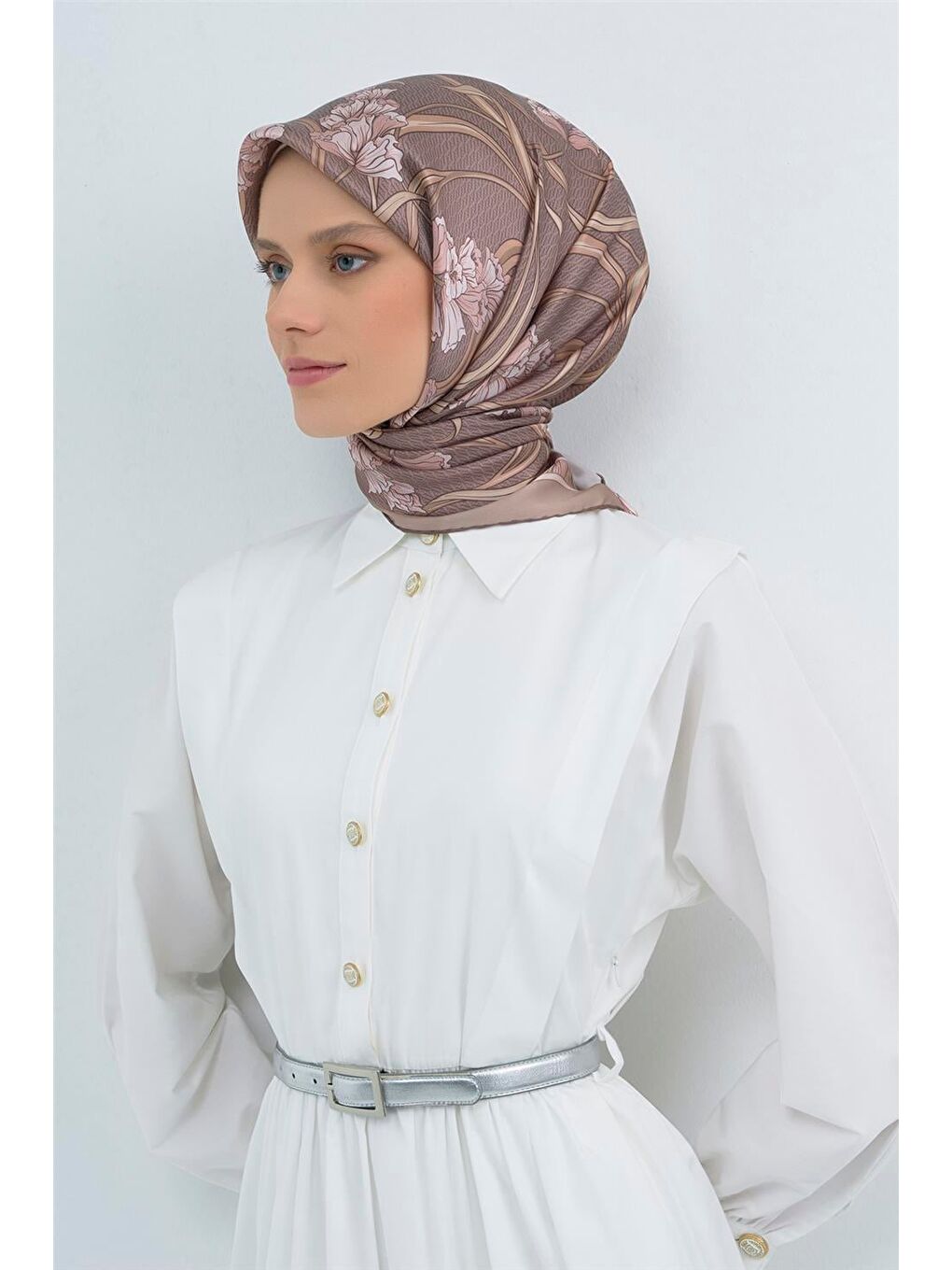 Bej Saf İpek Twill Eşarp 9512D 06-2