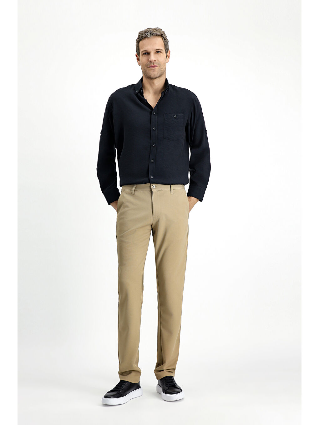 Bej Slim Fit Dar Kesim Kanvas / Chino Pantolon