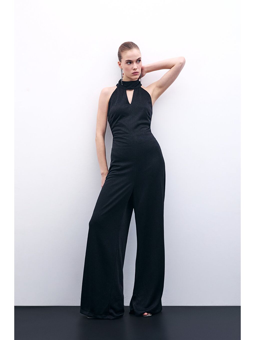 Kolsuz Parlak Tulum - Siyah