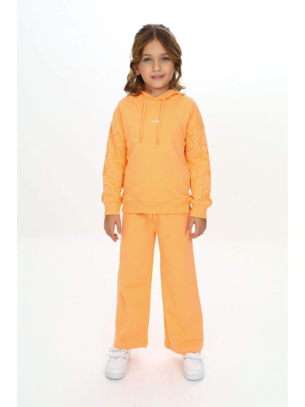 Turuncu Kız Çocuk Kapüşonlu Eşofman Takım