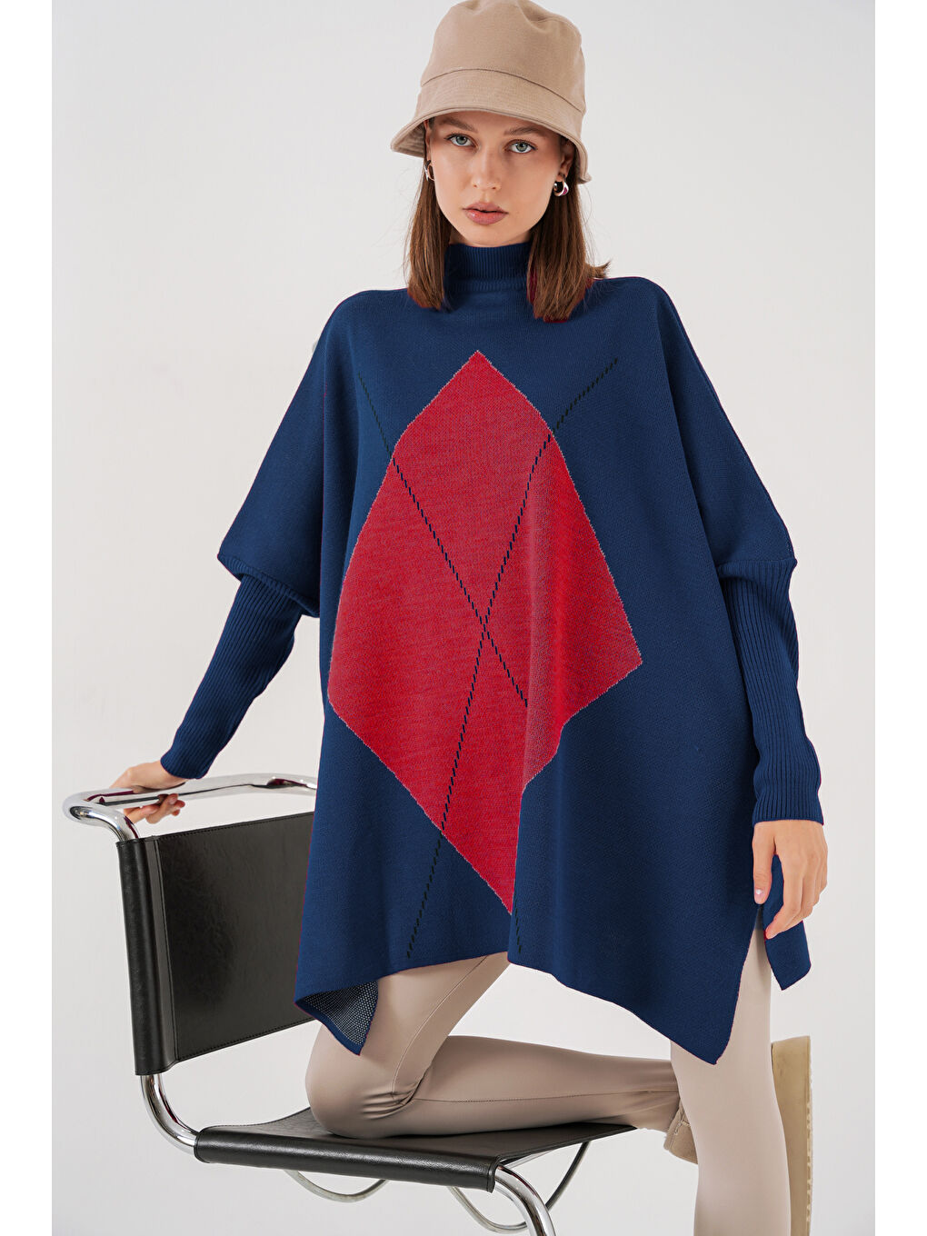 15783 Yırtmaçlı Panço Kazak - K. Lacivert