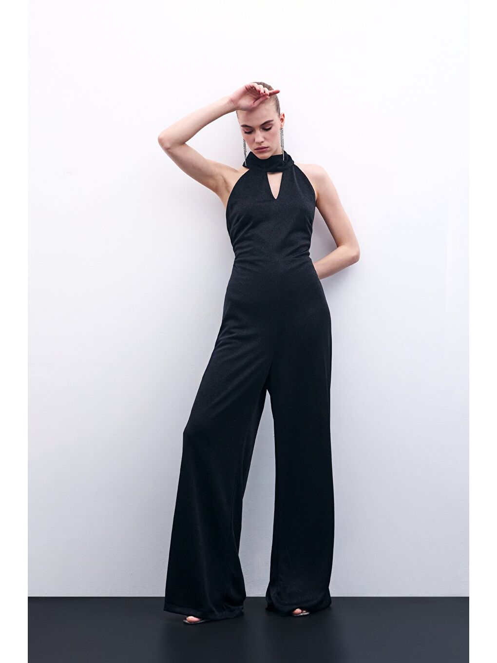 Kolsuz Parlak Tulum - Siyah-2