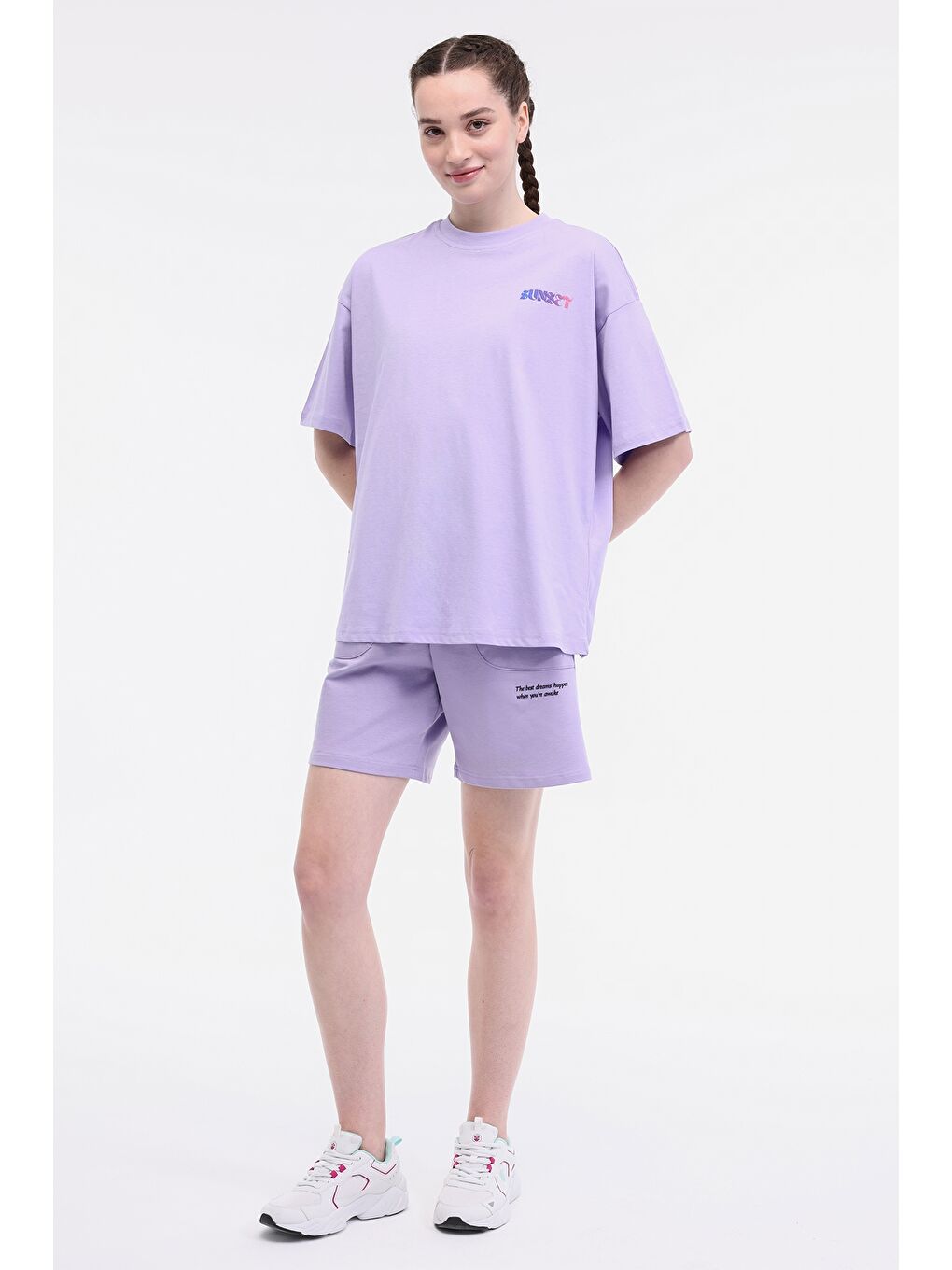 WL MOIRA 11F212 5FX Mor Kadın Kısa Kol T-Shirt-2