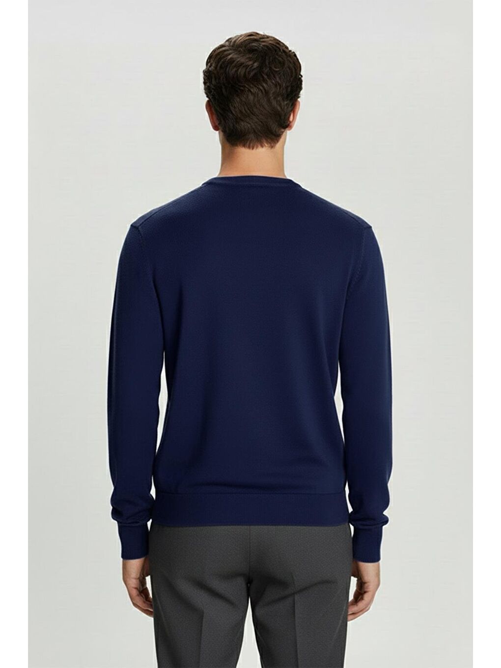 Mavi Standart Fit İndigo Yünlü Bisiklet Yaka Triko Kazak-2