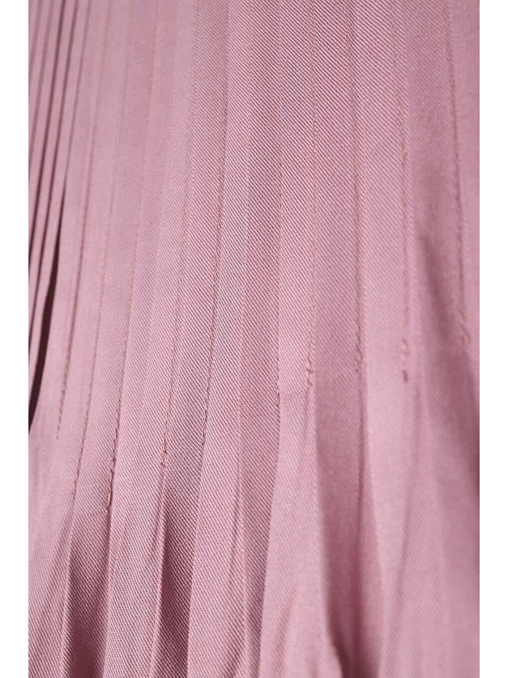 Pembe Açık Gül-Pileli Viskon Elbise-5