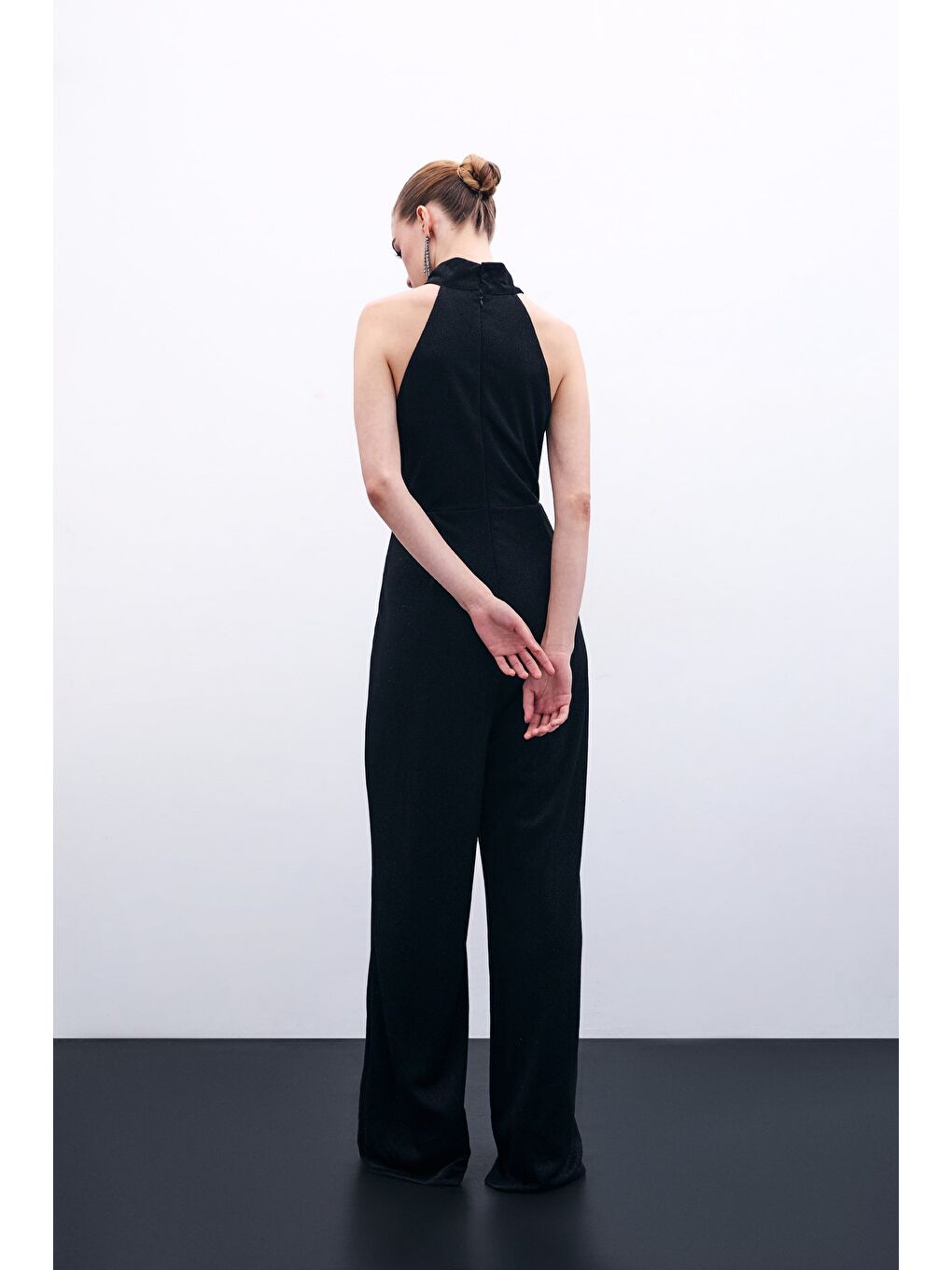 Kolsuz Parlak Tulum - Siyah-7