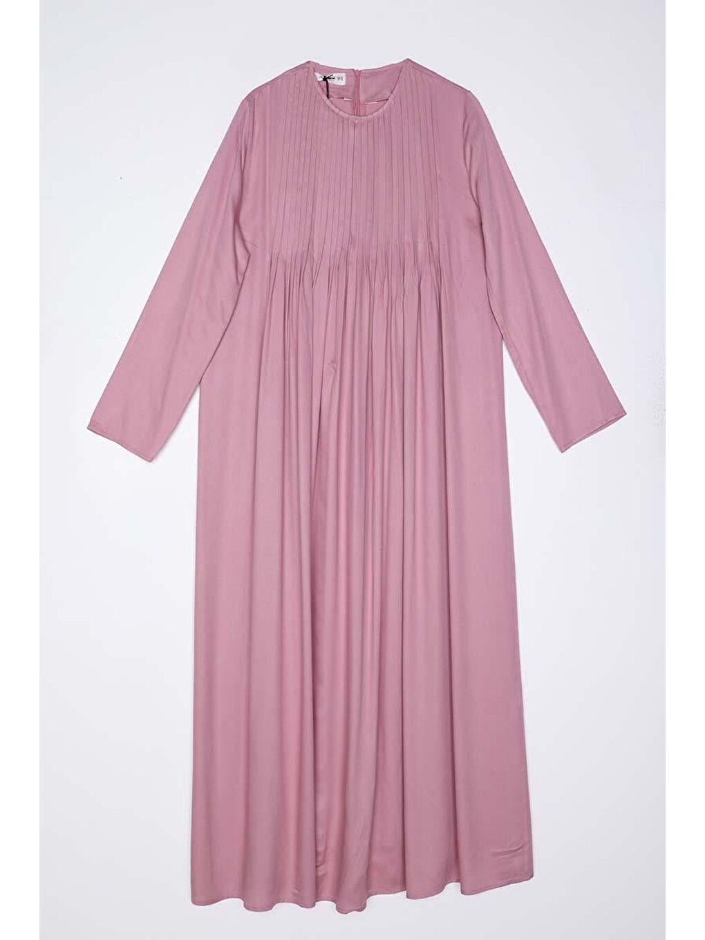 Pembe Açık Gül-Pileli Viskon Elbise-6