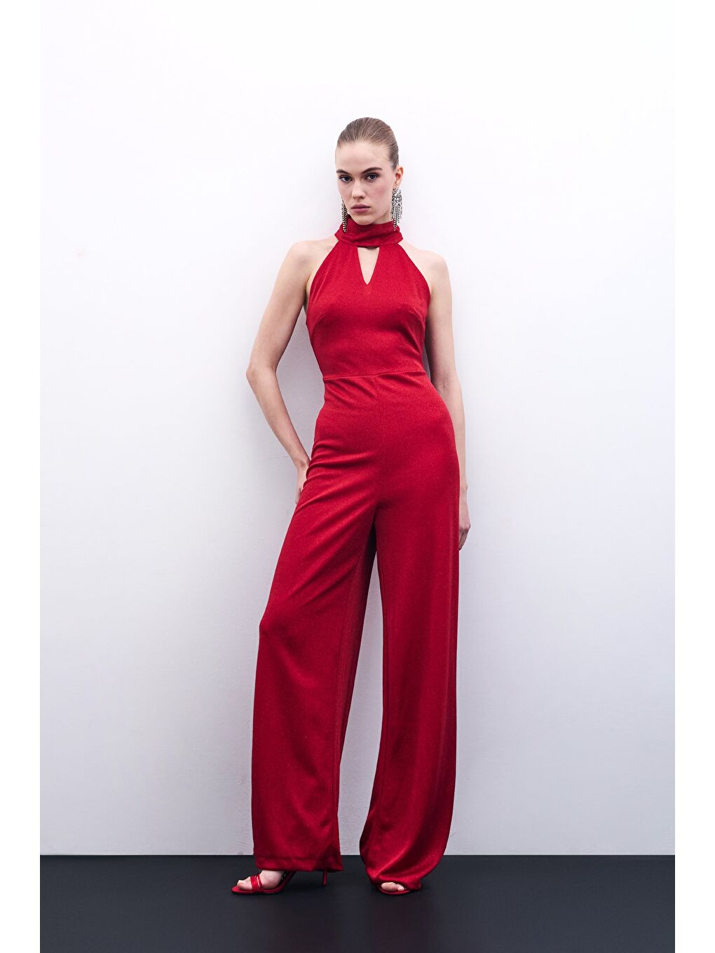 Kolsuz Parlak Tulum - Kırmızı-1