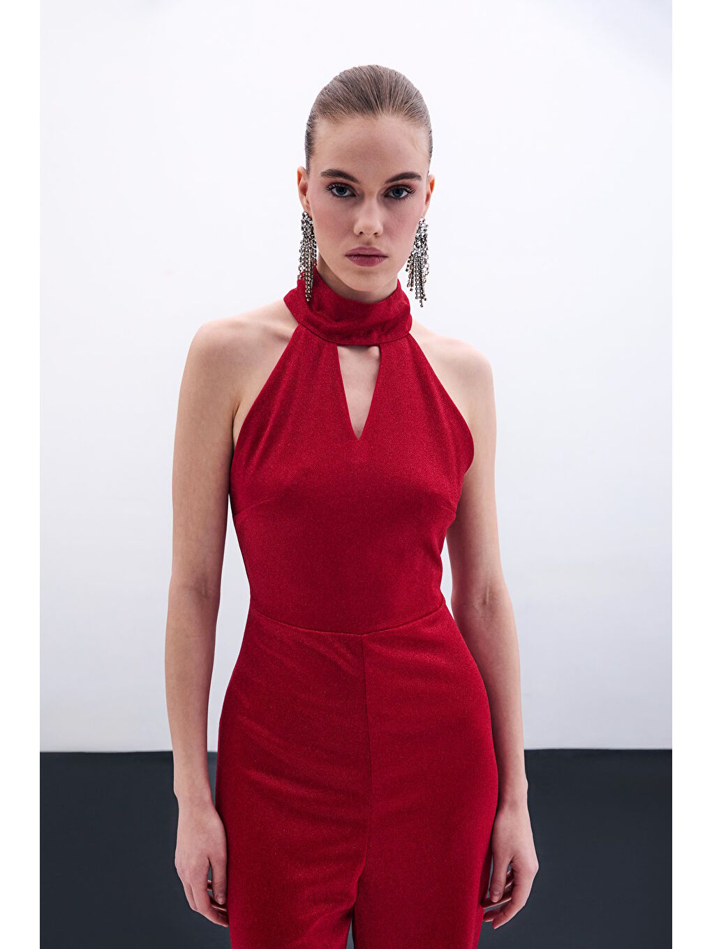 Kolsuz Parlak Tulum - Kırmızı-2