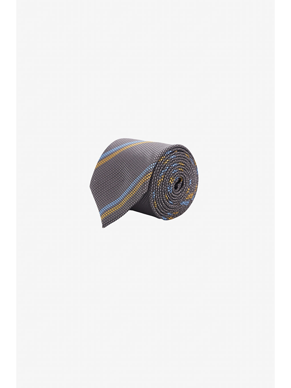 Gri Erkek Füme-Mavi-Sarı Desenli Klasik Kravat