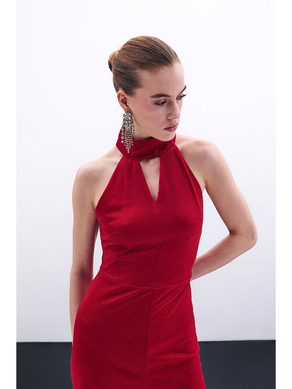 Kolsuz Parlak Tulum - Kırmızı-3