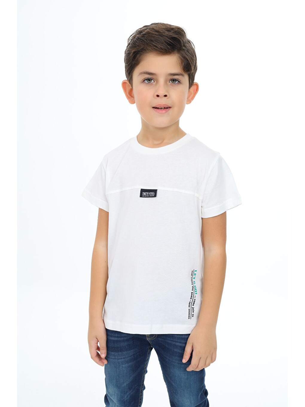 Ekru Erkek Çocuk Baskılı Tişört-1
