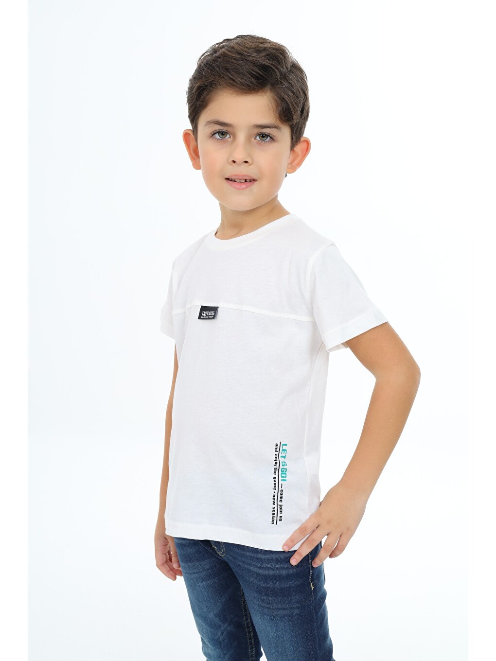 Ekru Erkek Çocuk Baskılı Tişört-2