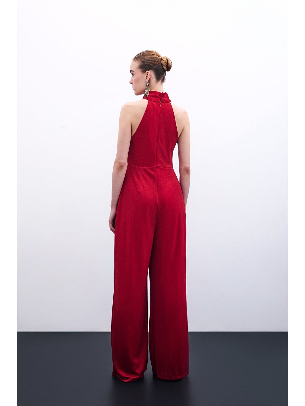 Kolsuz Parlak Tulum - Kırmızı-6