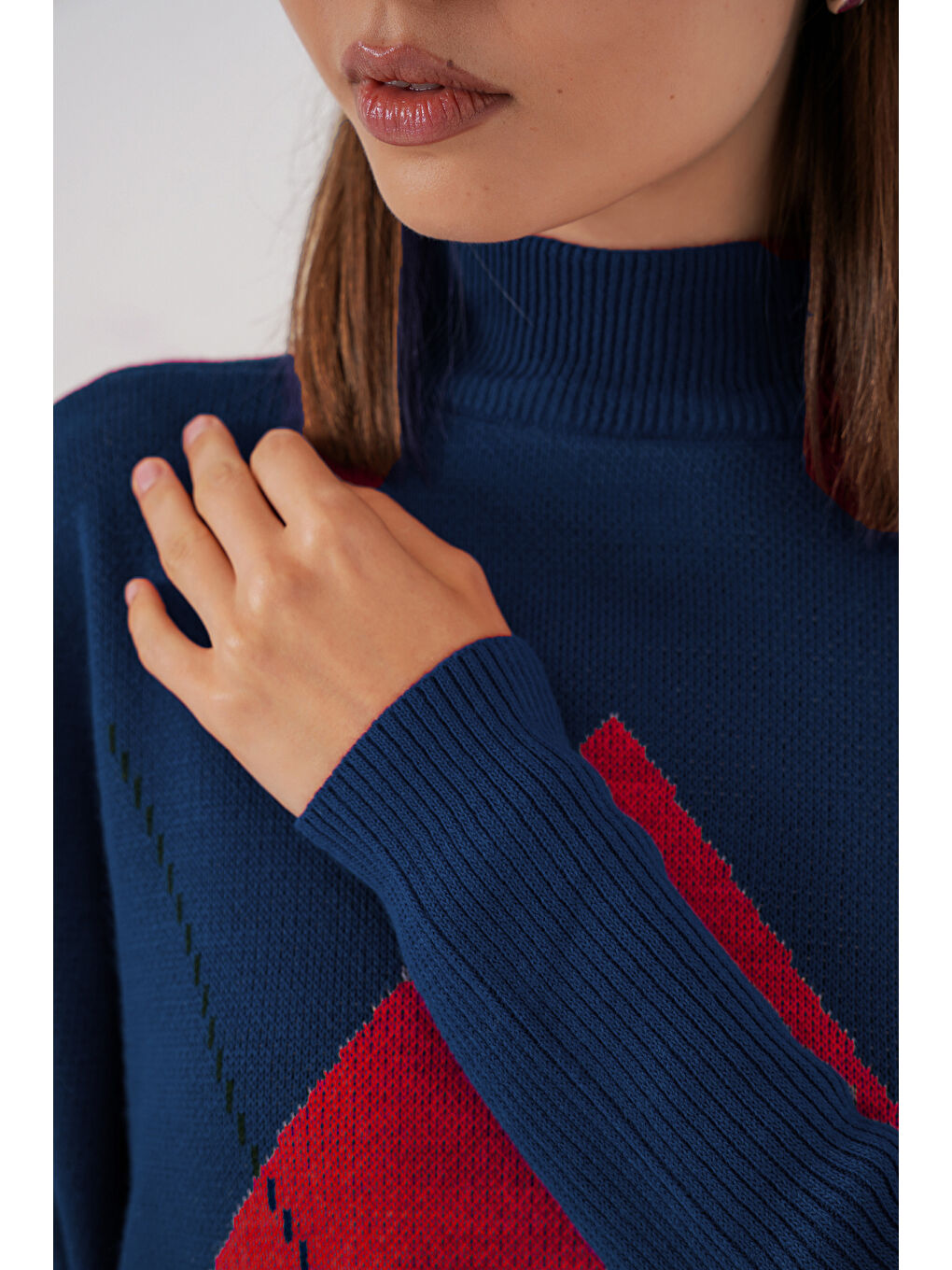 15783 Yırtmaçlı Panço Kazak - K. Lacivert-1