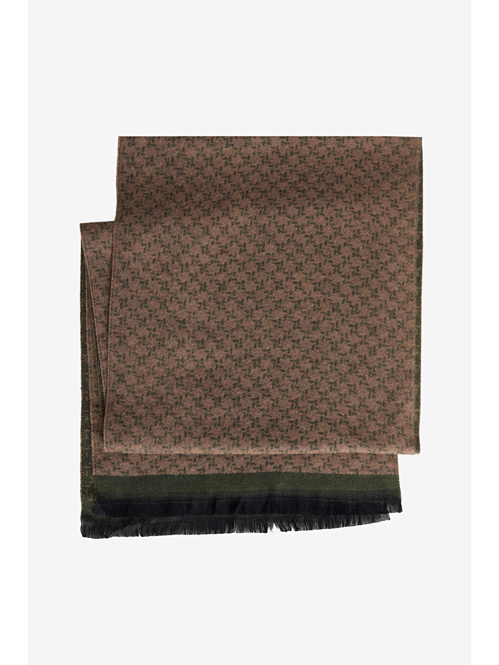 Erkek Yeşil-Bej Desenli Sıcak Tutan Atkı-1