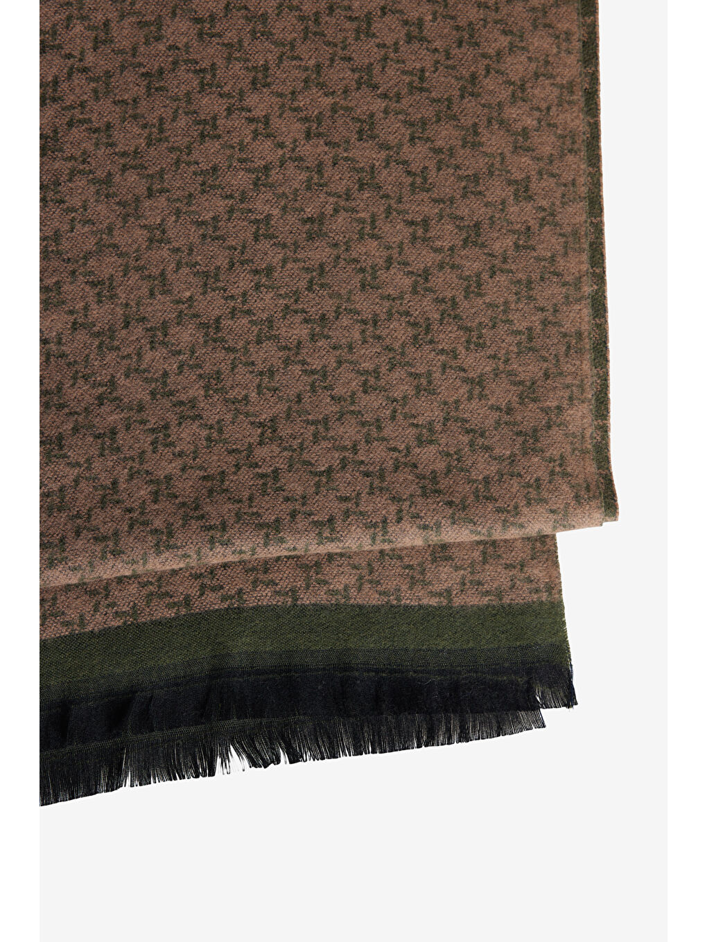 Erkek Yeşil-Bej Desenli Sıcak Tutan Atkı-2