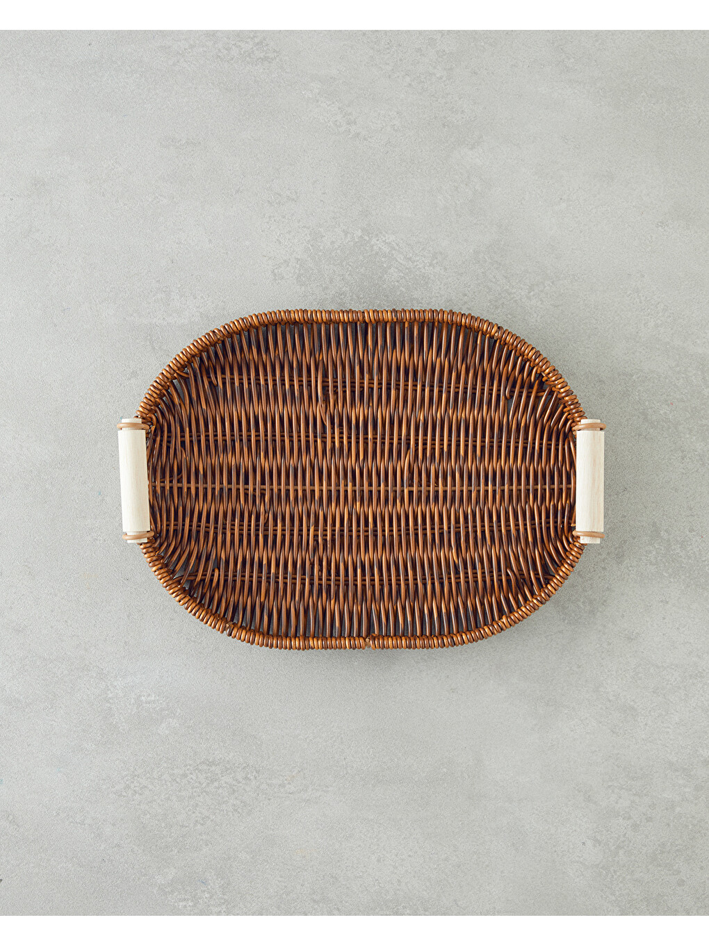 Boho Plastik Rattan Tepsi 29x20x3 Cm Kahverengi-1