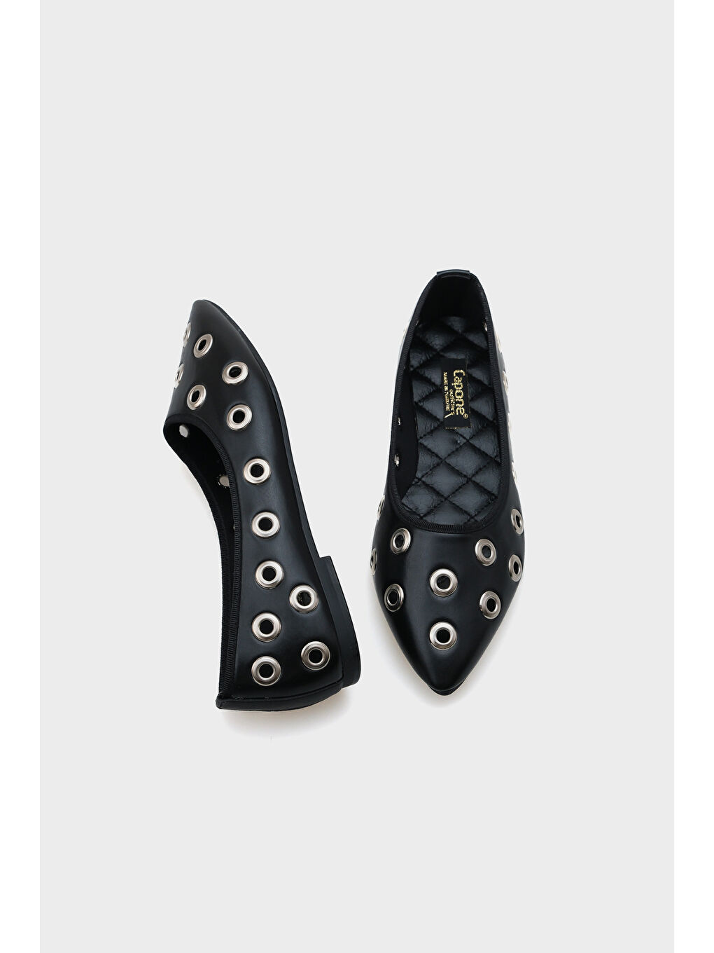 Siyah Alexa Metal Aksesuarlı Sivri Burunlu Babet-4