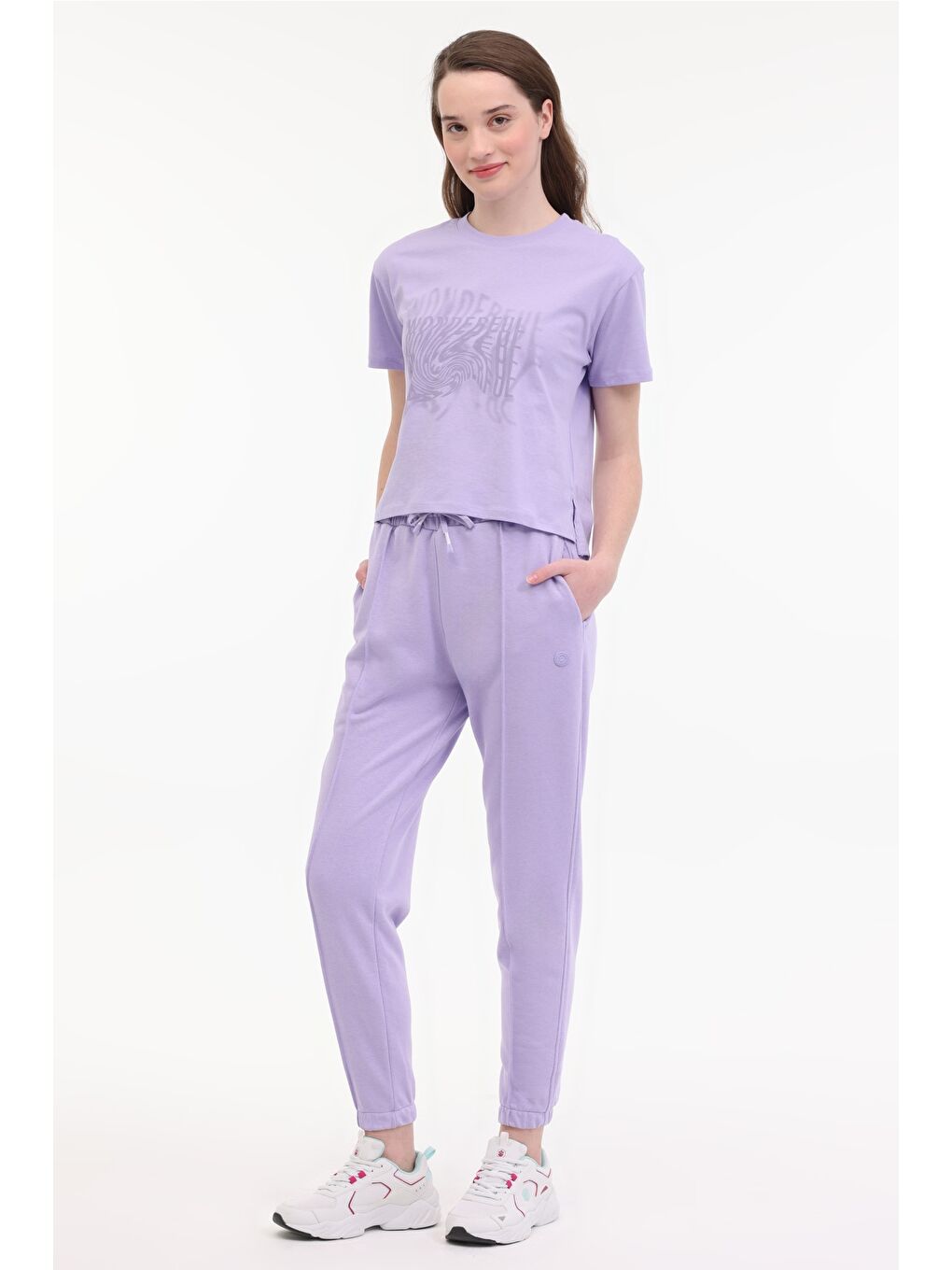 WL HOSHI 11F214 5FX Mor Kadın Kısa Kol T-Shirt-2