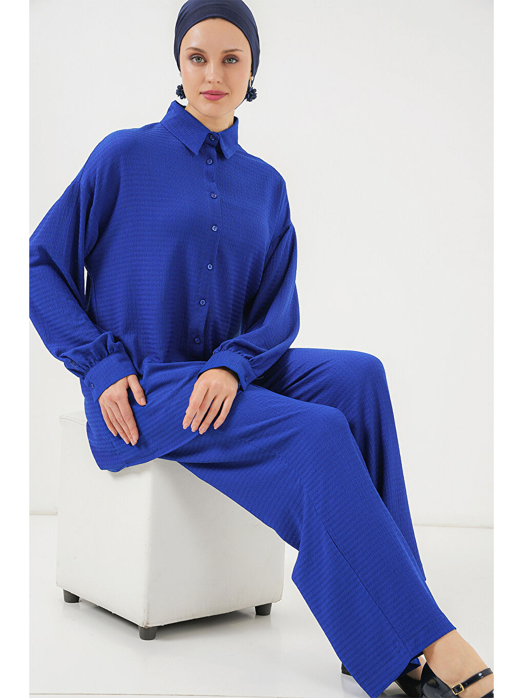 Mavi Kadın Örme Tesettür Alt Üst Takım 6711 - Saks