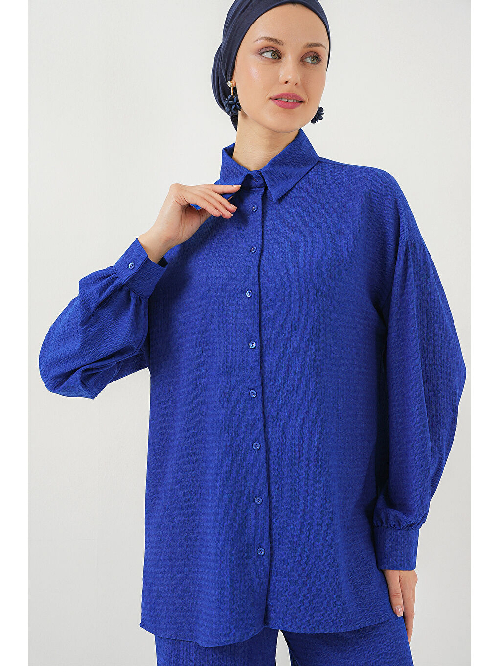 Mavi Kadın Örme Tesettür Alt Üst Takım 6711 - Saks-1