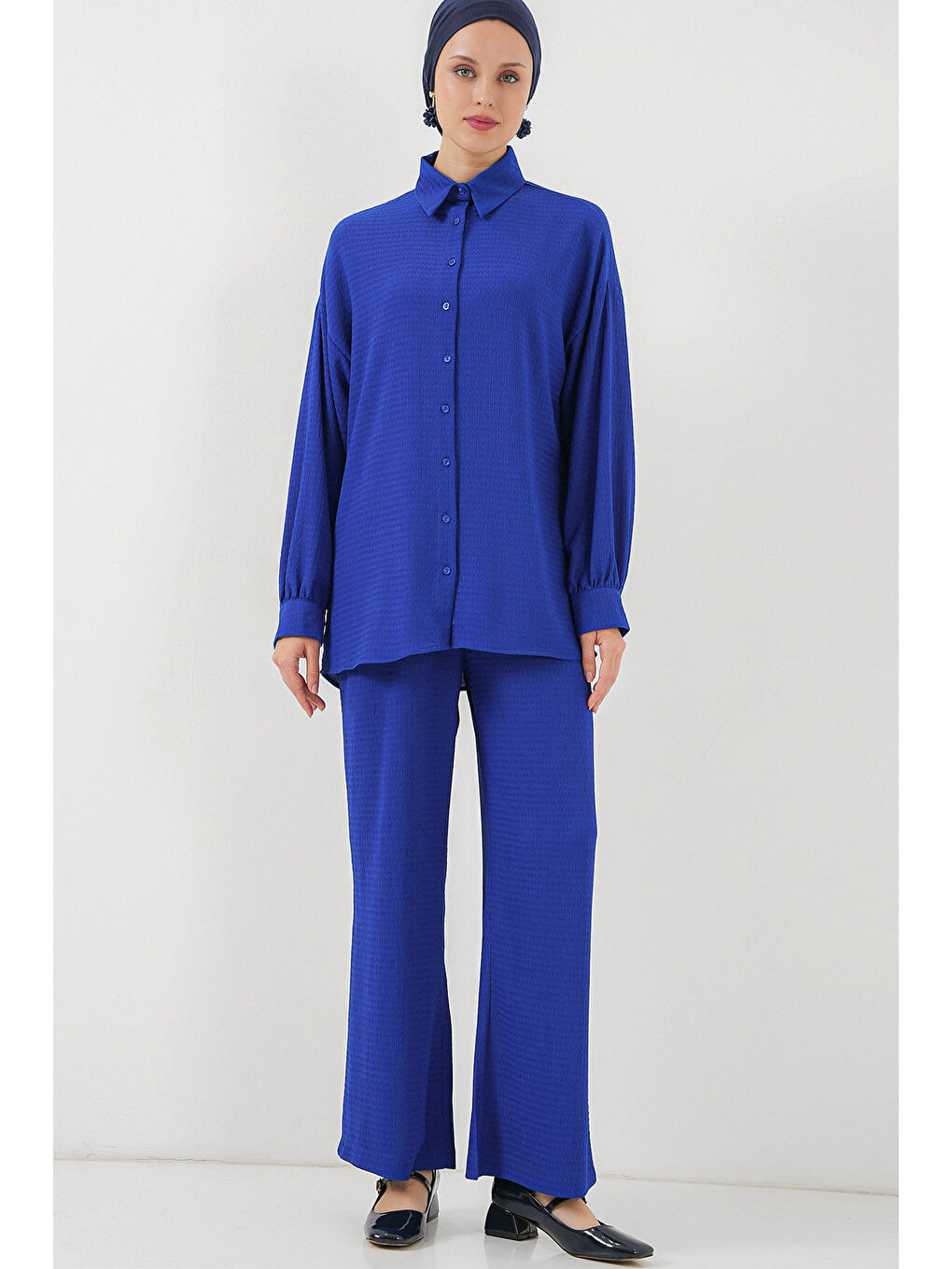 Mavi Kadın Örme Tesettür Alt Üst Takım 6711 - Saks-2