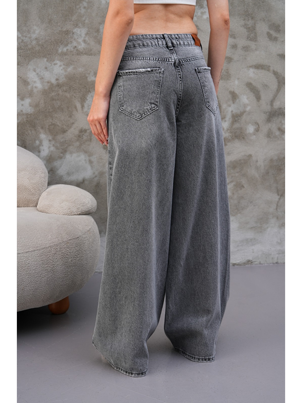 Miami Antrasit Straight Wide Kadın Jean-3