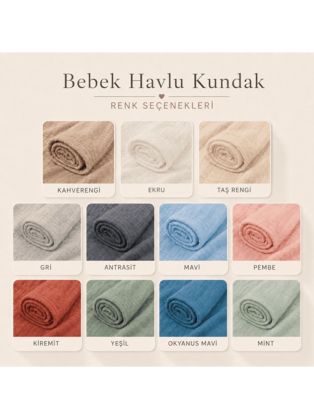 Kahverengi Bebek Müslin %100 Pamuk Havlu Kundak 80x80cm Renk Seçenekli-2