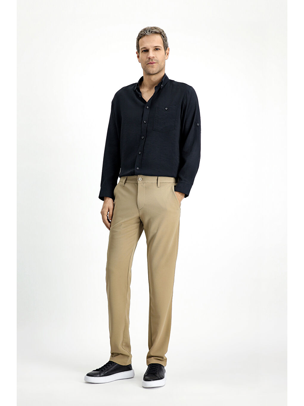 Bej Regular Fit Kanvas / Chino Pantolon-1