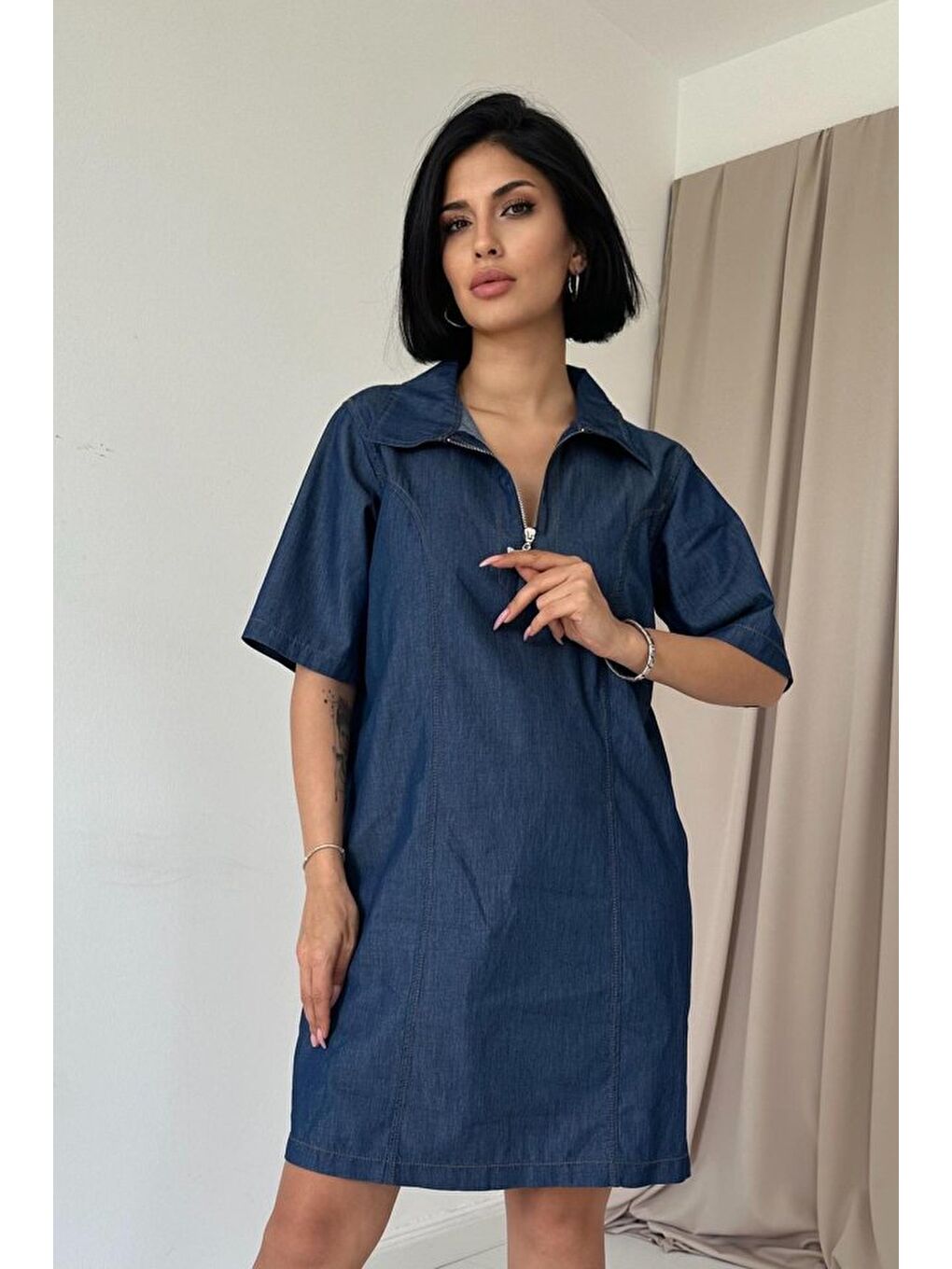 Mavi Lyocell Kuplu Elbise