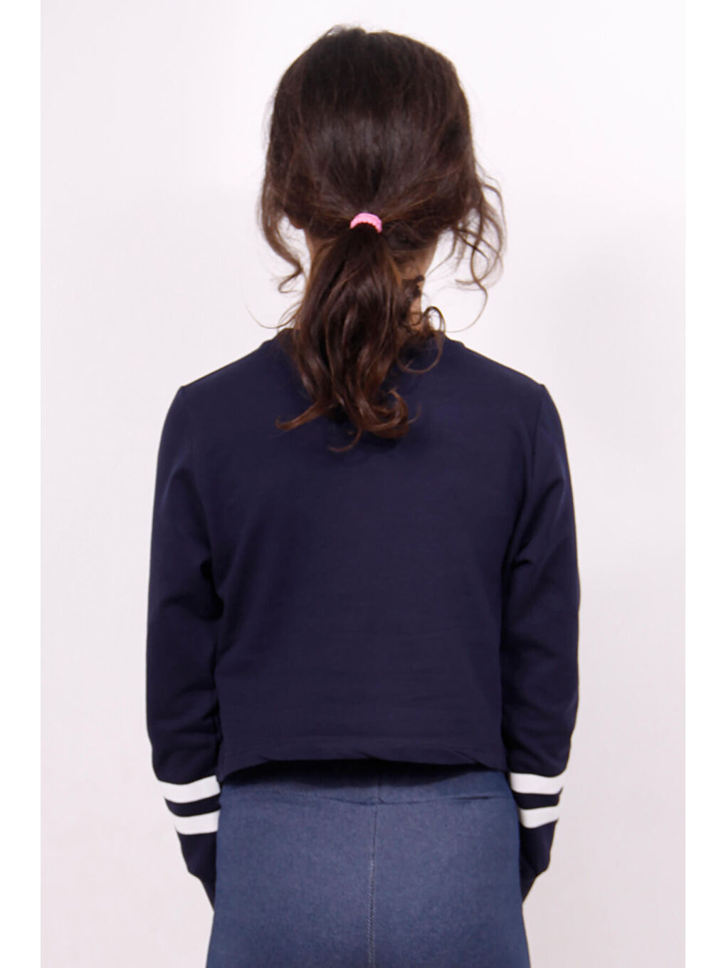 Lacivert Kız Çocuk Yıldızlı Dream Baskılı Sweatshirt-1