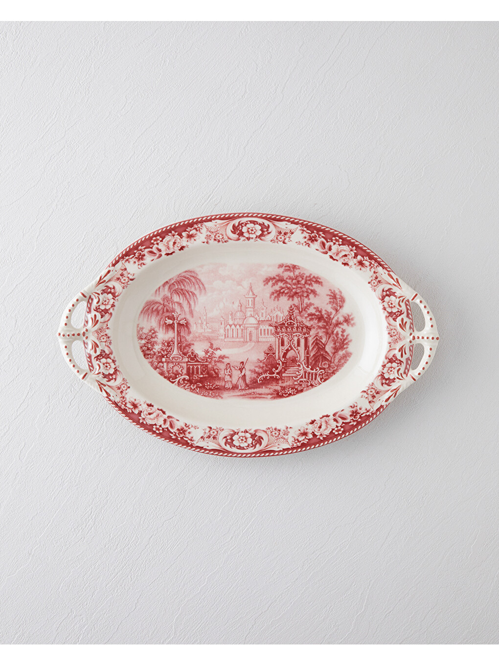 Preston Stoneware Kayık Tabak 36 Cm Bordo-1