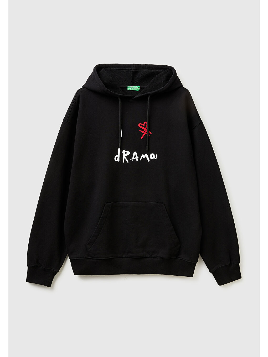 Erkek Siyah  %100 Pamuk Grafik Baskılı Kapüşonlu Sweatshirt