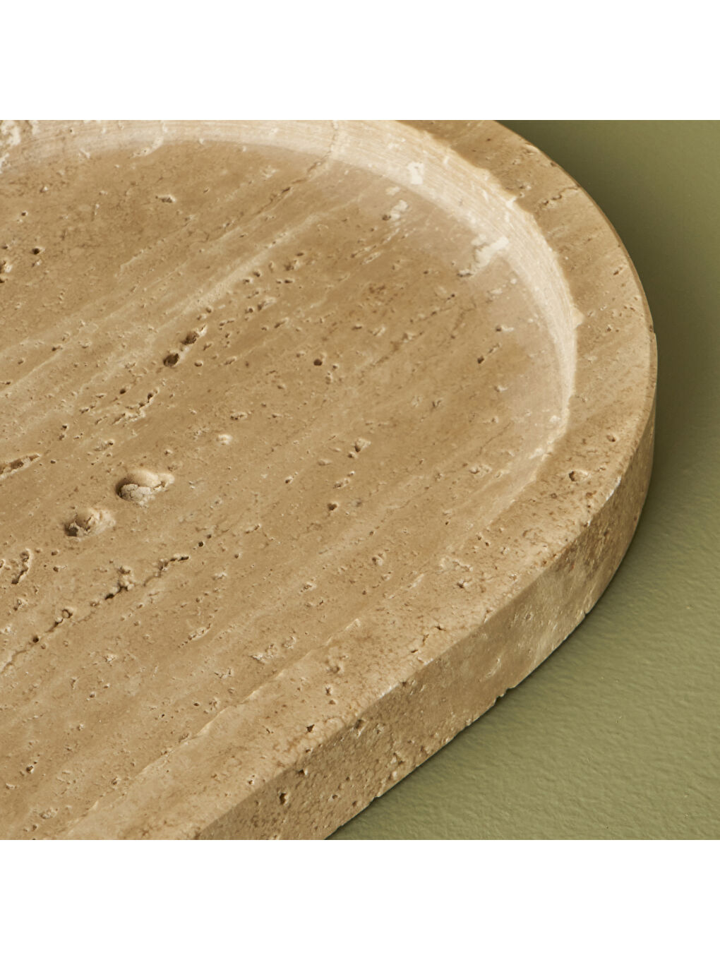 Bej Ephesus Traverten Oval Dekoratif Tabak Naturel (12x28 cm)-1