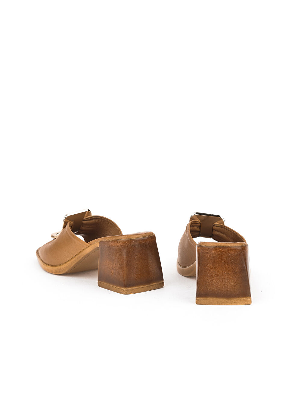 Kahverengi Kadın Hakiki Deri Topuklu Terlik 151992Z19008 Taba-2