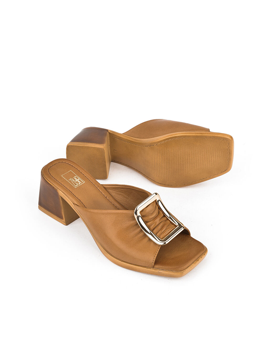 Kahverengi Kadın Hakiki Deri Topuklu Terlik 151992Z19008 Taba-3