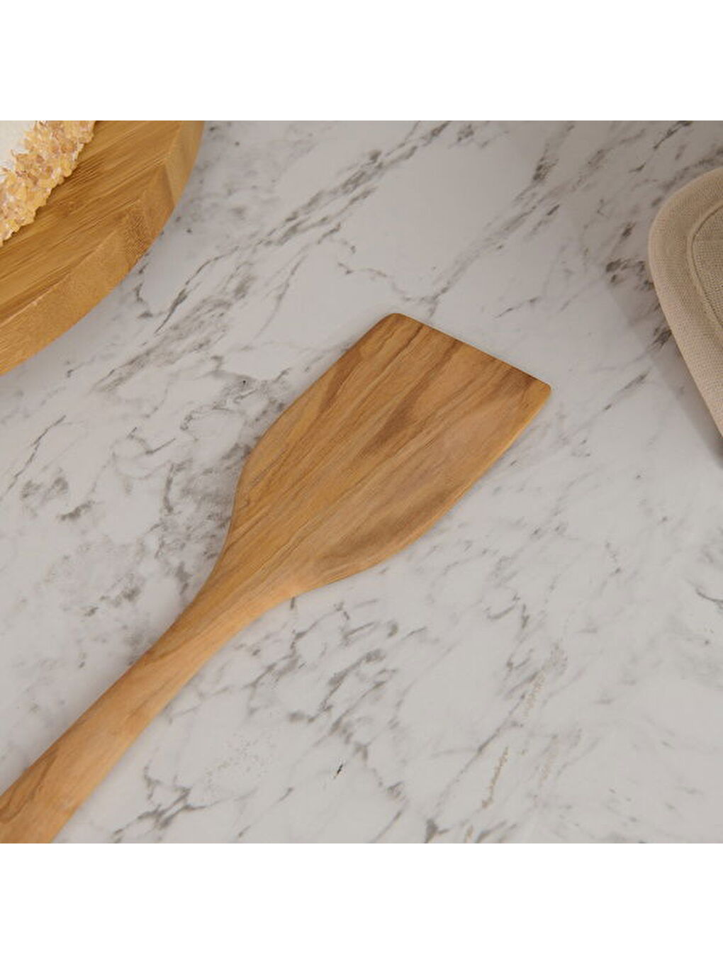 Zeytin Ağacı Düz Spatula - Açık Kahverengi - 30 cm-2