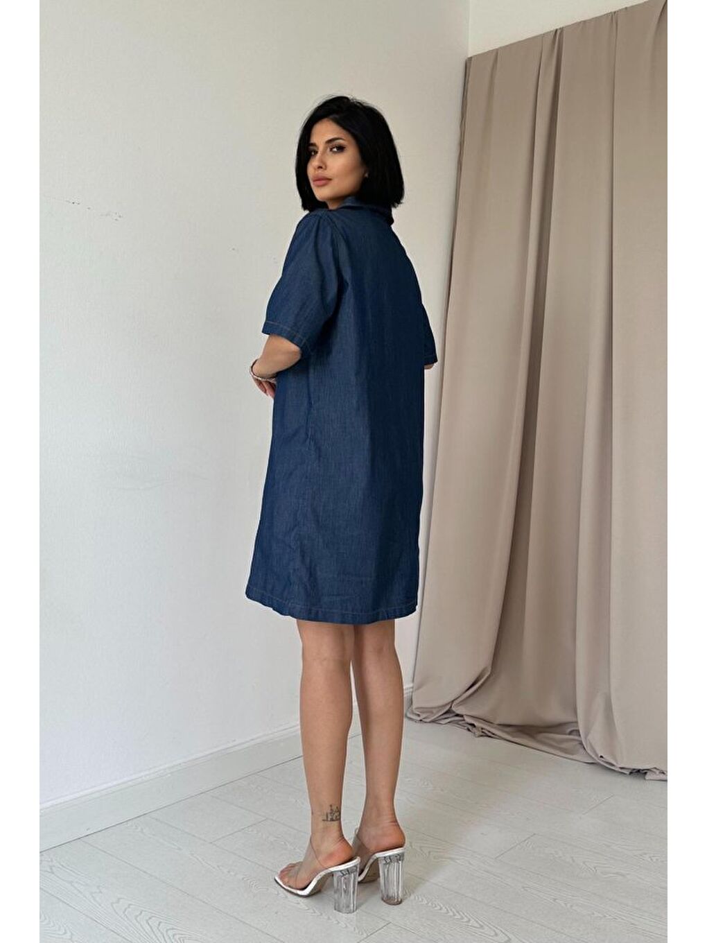 Mavi Lyocell Kuplu Elbise-3