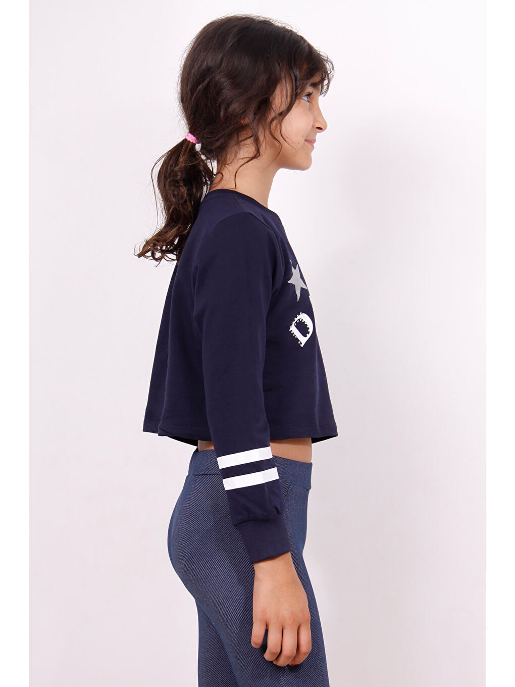 Lacivert Kız Çocuk Yıldızlı Dream Baskılı Sweatshirt-5