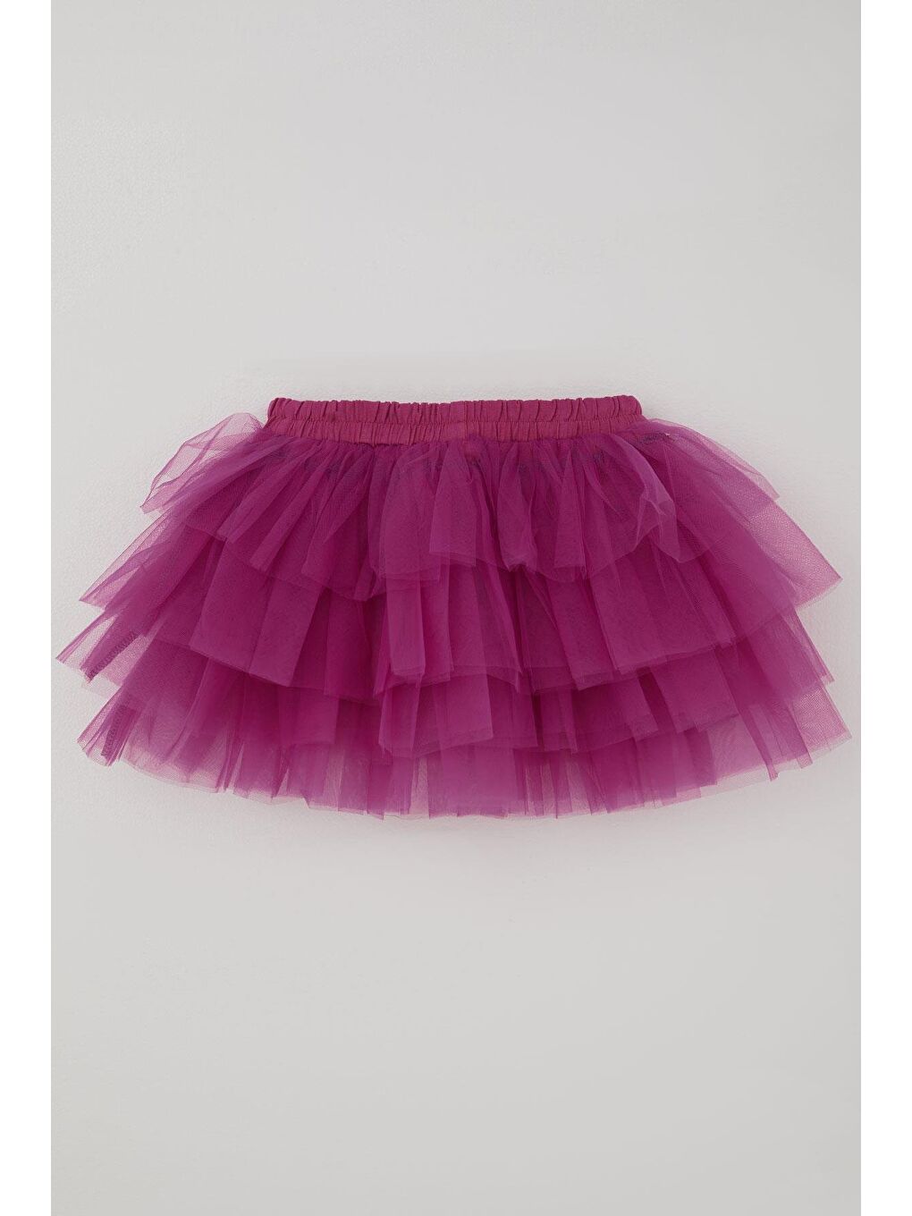 Kız Çocuk Tütü Etek Tül Detaylı Katlı Fiyonk Aksesuarlı Fuşya (4-8 Yaş)-1