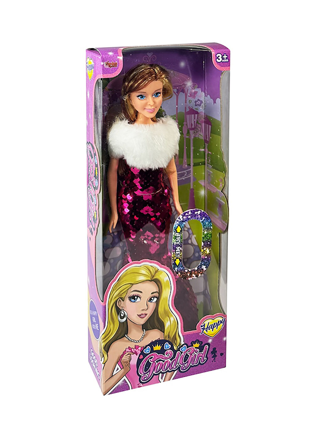 Renk Değiştiren Pullu Elbiseli Oyuncak Bebek Fuşya