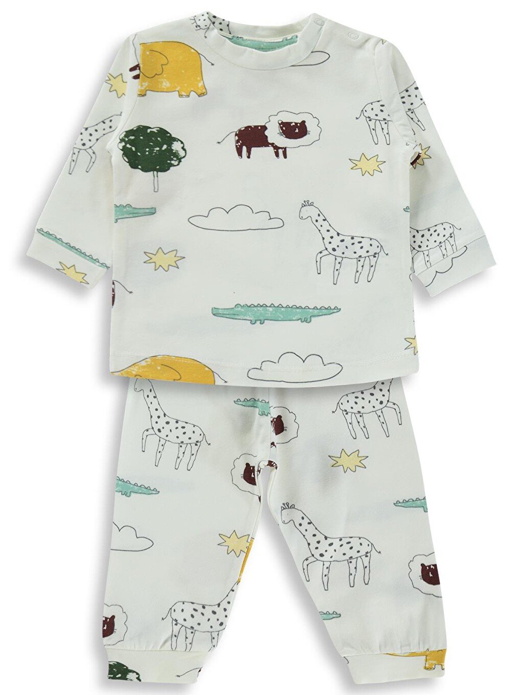 Baby Safari 6-18 Ay Pijama Takımı - Ekru